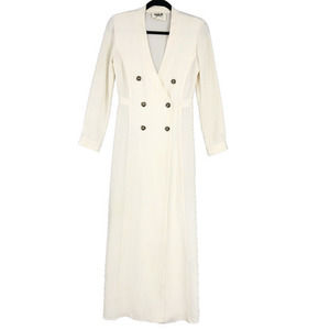 Stone Cold Fox Womens Trench Jacket Maxi Dress Long Double Breasted Silk White 2